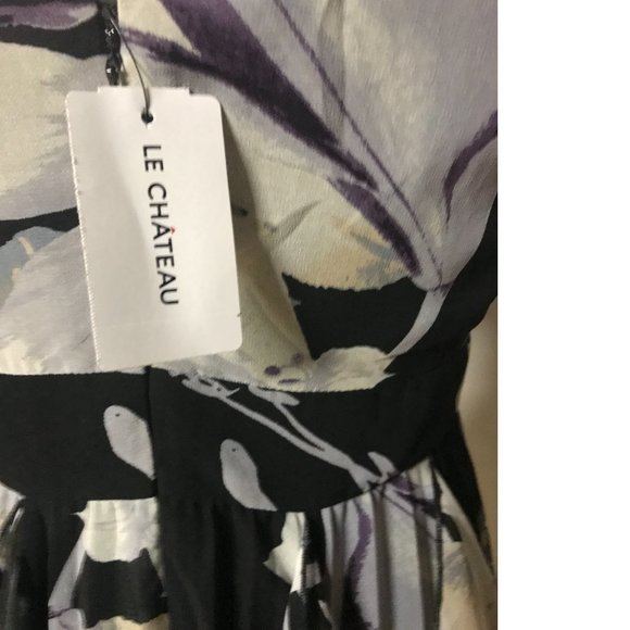Le Chateau Lilac Purple Lavender Floral Swing ruffle pleated cocktail dress NWT - Picture 11 of 12